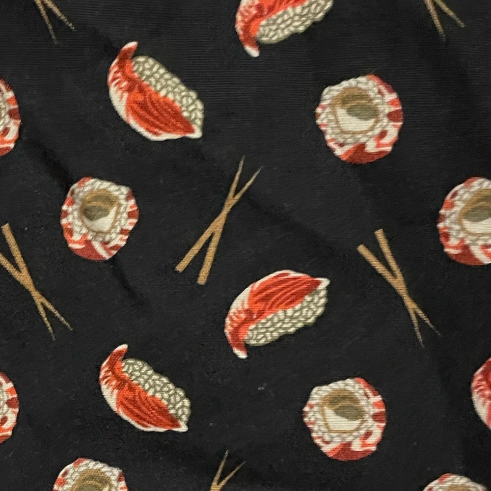 Rowm Men's sushi themed Short Sleeve Shirt size medium red white asian